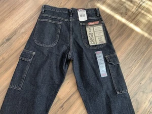 Vtg Dickies Cargo Jeans Dark Wash Baggy White Stitch Sz 30/30 NOS NWT Very Rare! - Picture 1 of 10