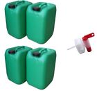 4 x 20 L Kanister grün Camping Plastekanister Kunststoffkanister Behälter + Hahn