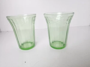 Vintage Uranium Glass Set of 2 Highball Glasses - Picture 1 of 6
