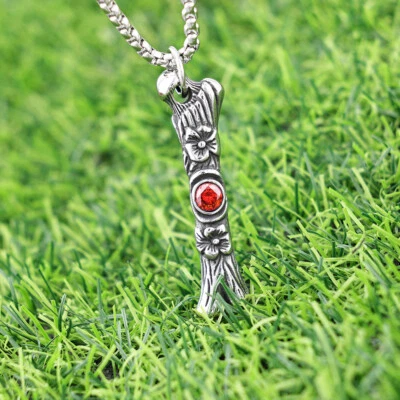 Bone Pendant Men's Pendant Stainless Steel Neckalce for Men Red Eyes Silver - Image 1 of 4