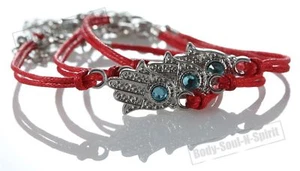 3 bracelet à cordon ROUGE contre le HAMSA Kabbale bijoux porte bonheur - Imagen 1 de 2