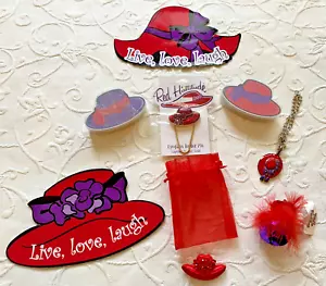 Red Hat Society - Ornament, pin, cards, magnets & more! Purple & Red Jewelry! - Picture 1 of 5