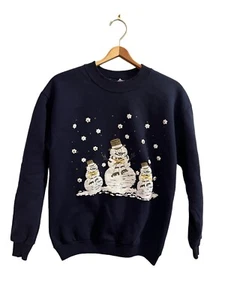 Vintage Christmas Snowman 3d Print Sweatshirt Size M - Picture 1 of 7
