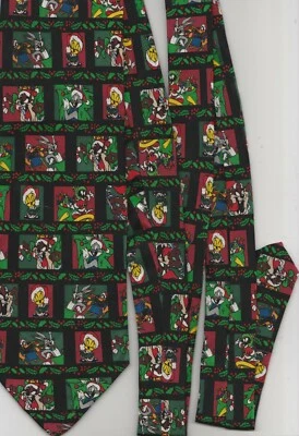 Colección Corbata Clásica Looney Tunes Navidad ~ 100% Seda ~ Taz, Piolín, Marvin Foto 1 de 2