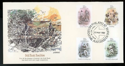 AUSTRALIA 1981 FIRST DAY COVER, GOLD RUSH REALITIES !! N08 - Image 1 of 2