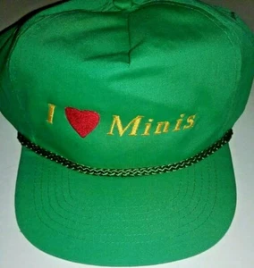 SOMBRERO GORRA AJUSTABLE ESTILO BÉISBOL PARA HOMBRE I LOVE MINIS USADO VERDE BRILLANTE - Imagen 1 de 4