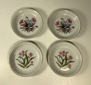 Set of 4 Vintage Ceramic Floral Butter Pat Plates 3.75 in. - Picture 1 of 10