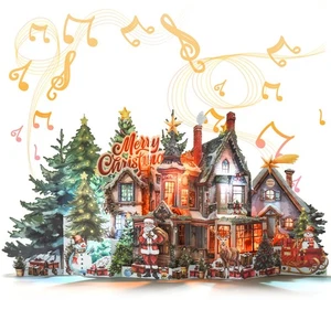 TIKLANA Pop Up Christmas Card, 3D Animated House Design, Jumbo Paper Xmas Gia... - Picture 1 of 6