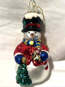 Lao Mai mundgeblasenes Glas Schneemann Ornament Weihnachten Weihnachtsbaum - Bild 1 von 10