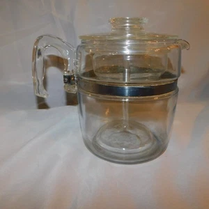 READ VTG Pyrex Flameware Glass Coffee Pot Stovetop Percolator 6-9 Cup USA - Picture 1 of 10