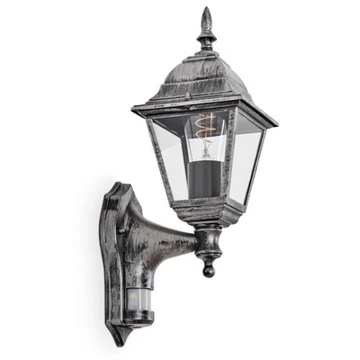 Hofstein Quartucciu Outdoor Wall Lamp Light Motion Sensor Metal/Glass, Black - Image 1 of 4