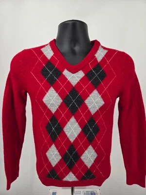Suéter de lana Merona Merino mediano rojo Argyle cuello en V suéter térmico para mujer Foto 1 de 4