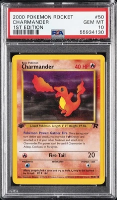 2000 POKEMON ROCKET 1ST ED #50 CHARMANDER PSA 10 - Image 1 of 2