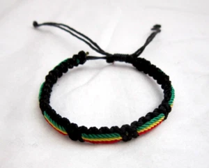 UNISEX 1 PIECE PUNK GOTH MENS WOMEN'S BRAIDED RASTA STRIPES BRACELET-NEW!VERS1 - Picture 1 of 3