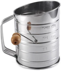 Professional 3-Cup Stainless Steel Flour Sifter with Clear Measuring Lines - Picture 1 of 8