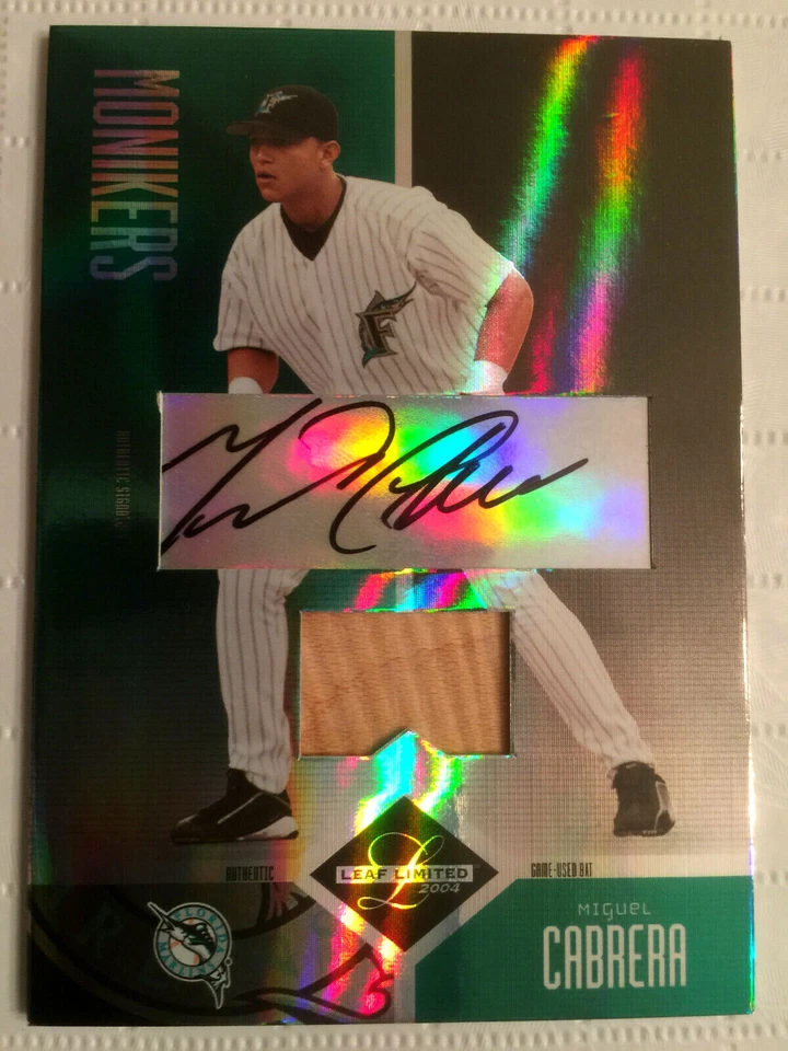 MIGUEL CABRERA 2004 Hoja Limitada Monikers Murciélago Autógrafo 15/50!! Tigers HOF Foto 1 de 2