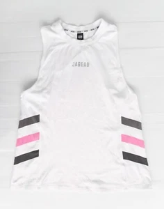 Women's Size Large Jaggad White Pink Grey Singlet Gym Yoga Running Active EUC - Picture 1 of 3