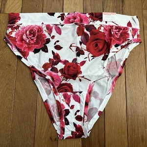 Plus 14/16 Lane Bryant Cacique Comfort Bliss  Brief French White Pink Red Rose - Picture 1 of 5