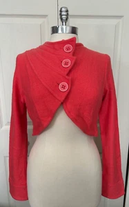 Giacca Anthropologie Sparrow Cropped LS M 100% lana merino arancione asimmetrica - Foto 1 di 7