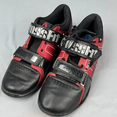 Reebok Crossfit Mens Sz 8 Training Lifting Shoes U-form With Strap Black Red - Image 1 of 4