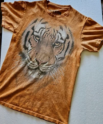 3D Tees By The Mountain Tiger Big Face Print Orange Tie Dye T-Shirt Size S 34/36 - Image 1 of 4