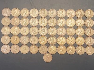 51 Coin Roll Lincoln Wheat Cent 1940-1949 - Picture 1 of 2