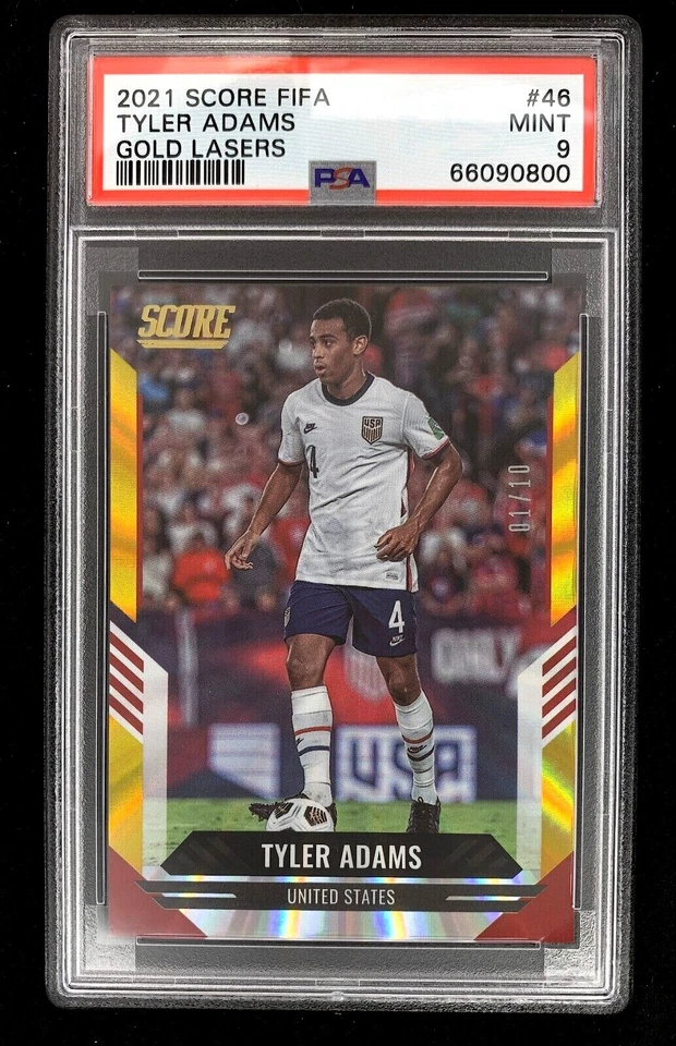 Tyler Adams 2020-21 Panini Score Soccer United States Gold Lasers 01/10 PSA 9 !! - Image 1 of 1