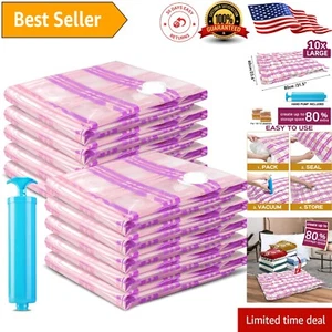 10 Large Vacuum Storage Bags with Pump - Ultimate Space Saver for Travel - Picture 1 of 8