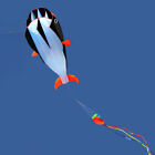 NEW 3D Kite Huge Frameless Soft Parafoil Giant Dolphin Kite Black Outdoor Sports