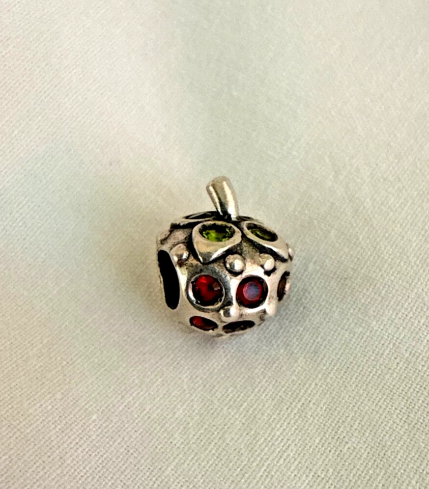 CHAMILIA Strawberry Bead Charm Red & Green Crystals 925 Sterling Silver #A3B02 - Image 1 of 4