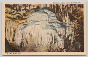 Postcard Titania's Veil Luray Caverns Virginia Karst Caves Linen - Picture 1 of 2