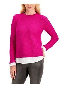 CHARTER CLUB Womens Pleated Long Sleeve Crew Neck Sweater