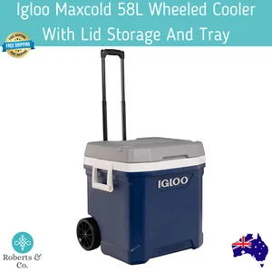 Igloo Maxcold 58L Wheeled Cooler With Lid Storage And Tray Esky - Picture 1 of 9