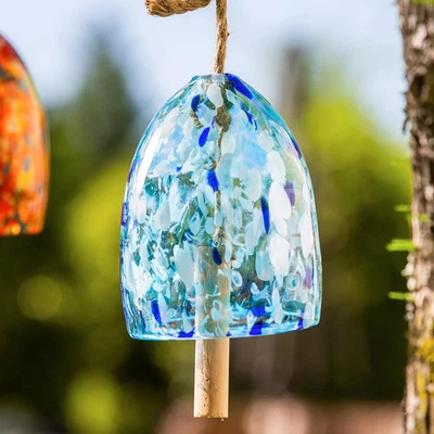 Campana azul claro moteado de vidrio artístico Foto 1 de 3