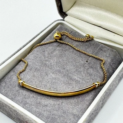 925 Sterling Silver 9ct Gold Bonded Wheat Chain Bracelet 19cm Adjustable Slider - Image 1 of 4