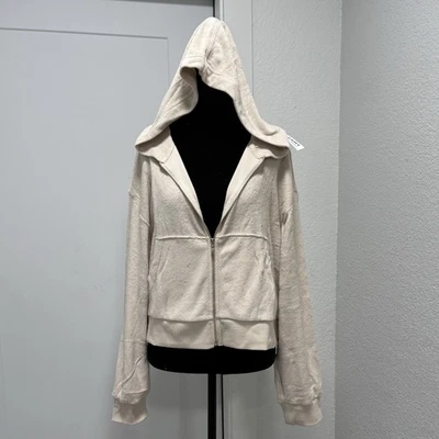 Antigua Chaqueta con Capucha Azul Marino XXL Recortada Cremallera Completa Crema Terry Toalla Tela Suave Nueva con Etiquetas Foto 1 de 4