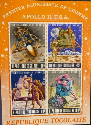 Apollo 11 Souvenir Sheet Togo Man's 1st Moon Landing MNH #019815 Armstrong - Image 1 of 4
