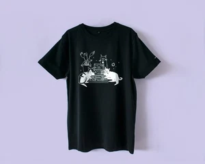 T-Shirt Katzen sitzen auf Synthesizer - Bild 1 von 4