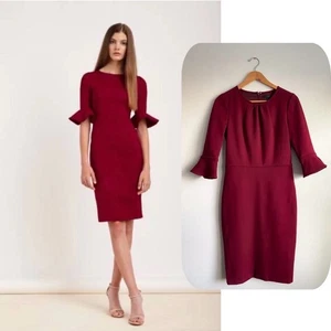 Vestido JCREW Granate Peplum Manga Campana Vaina Lápiz Bodycon Carrera 6 - Imagen 1 de 6