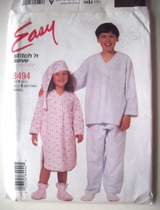 Pigiama bambino pjs camicia da notte pantaloni top cappello fantasia 8494 taglia 8 10 12 14 non tagliato - Foto 1 di 2