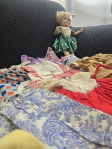 Vintage Ideal Doll Blonde Hair P-90 14" 1950s Clothing Dress Lot - Picture 1 of 10