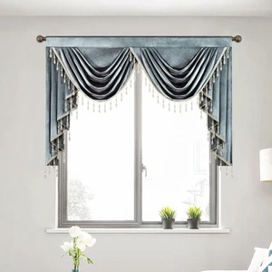Cenefa cascada de terciopelo súper suave, cortinas Swag retro con filtro de luz para... - Imagen 1 de 7