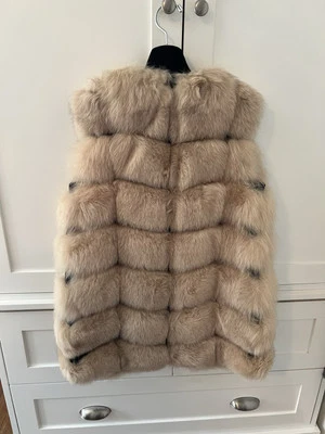 Women’s Fur Pologeorgis Vest Color Beige Size Medium Silk Inside - Image 1 of 4