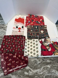 LOT Christmas Holiday Cotton Print Quilt Craft Fabric Appliques Remnants Scraps - Picture 1 of 12