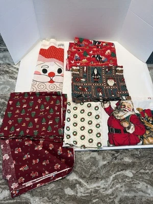 LOT Christmas Holiday Cotton Print Quilt Craft Fabric Appliques Remnants Scraps - Image 1 of 4