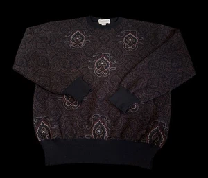 Vintage Tricots St Raphael Paisley Cosby Biggie Sweater Men’s L Brown Wool - Picture 1 of 5