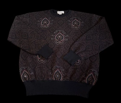 Vintage Tricots St Raphael Paisley Cosby Biggie Sweater Men’s L Brown Wool - Image 1 of 4