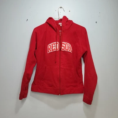 Antigua Womens Zip Up Hoody Sz M Red 'Red Sox' on Front Pockets Drawstring Hood - Image 1 of 4