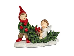 Figur Junge Engel Tannenbaum Kunststein handbemalt 30 cm Weihnachtsdekoration - Bild 1 von 1