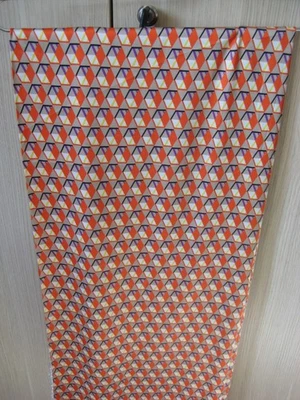 Viskosesatin  Retromuster, 140 cm breit, 180 cm lang beige-lila-orange-weiß-gelb - Bild 1 von 3